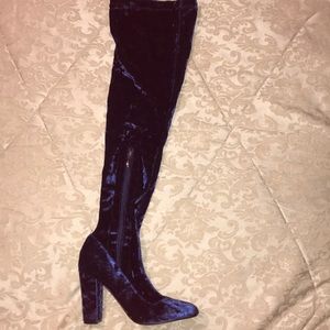 Crushed Velvet Knee Boots